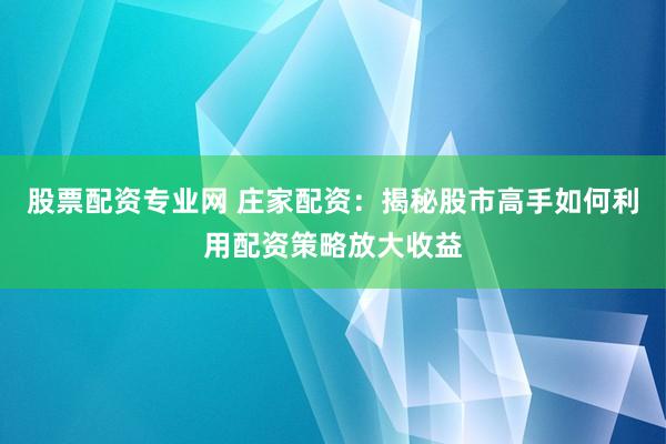 股票配资专业网 庄家配资：揭秘股市高手如何利用配资策略放大收益