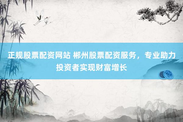 正规股票配资网站 郴州股票配资服务，专业助力投资者实现财富增长