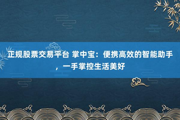 正规股票交易平台 掌中宝：便携高效的智能助手，一手掌控生活美好