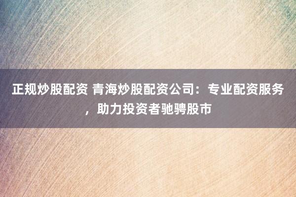 正规炒股配资 青海炒股配资公司：专业配资服务，助力投资者驰骋股市