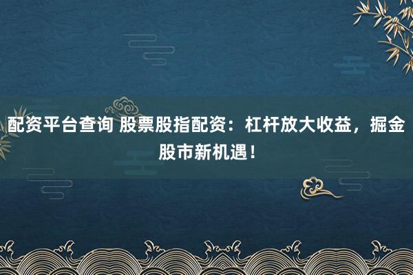 配资平台查询 股票股指配资：杠杆放大收益，掘金股市新机遇！