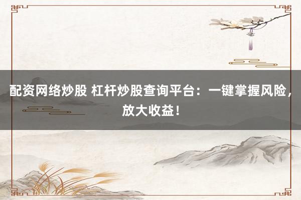配资网络炒股 杠杆炒股查询平台：一键掌握风险，放大收益！