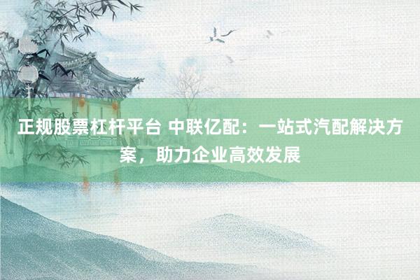 正规股票杠杆平台 中联亿配：一站式汽配解决方案，助力企业高效发展