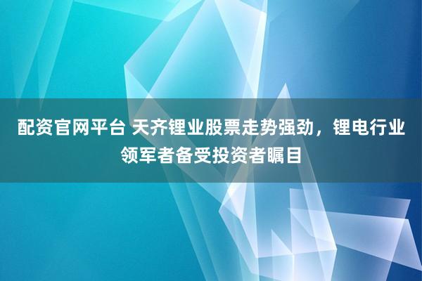 配资官网平台 天齐锂业股票走势强劲，锂电行业领军者备受投资者瞩目