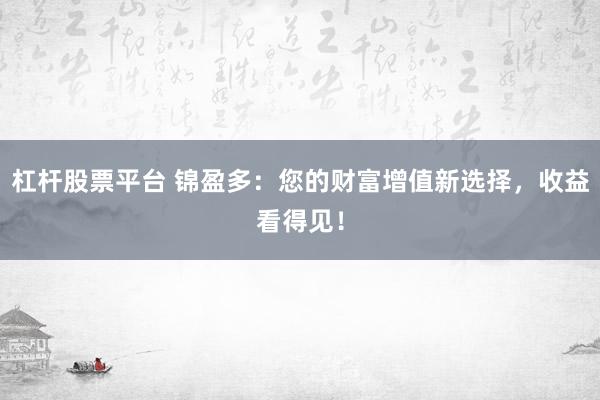 杠杆股票平台 锦盈多：您的财富增值新选择，收益看得见！