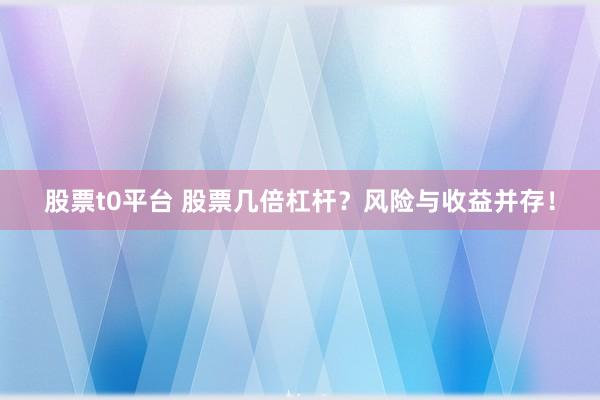 股票t0平台 股票几倍杠杆？风险与收益并存！