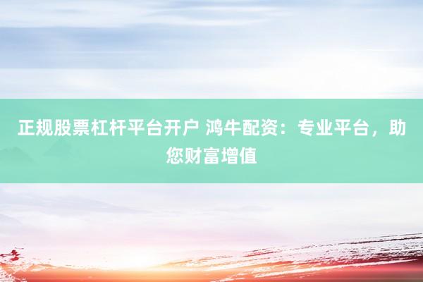 正规股票杠杆平台开户 鸿牛配资：专业平台，助您财富增值