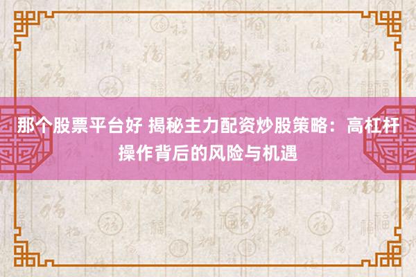 那个股票平台好 揭秘主力配资炒股策略：高杠杆操作背后的风险与机遇