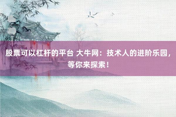 股票可以杠杆的平台 大牛网:技术人的进阶乐园,等你来探索!