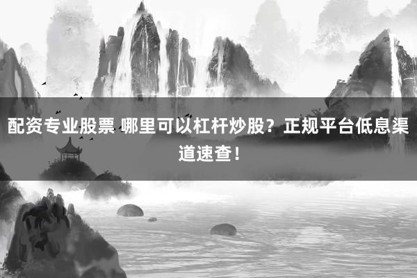 配资专业股票 哪里可以杠杆炒股?正规平台低息渠道速查!