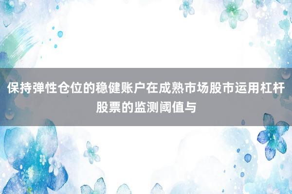 保持弹性仓位的稳健账户在成熟市场股市运用杠杆股票的监测阈值与
