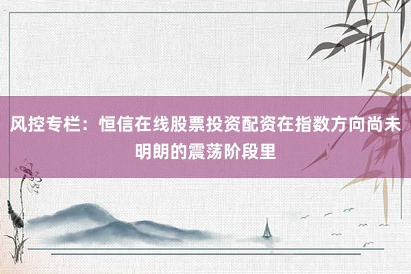 风控专栏：恒信在线股票投资配资在指数方向尚未明朗的震荡阶段里