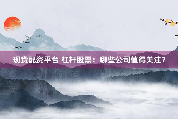 现货配资平台 杠杆股票：哪些公司值得关注？