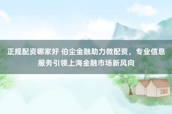 正规配资哪家好 伯尘金融助力微配资,专业信息服务引领上海金融市场新风向