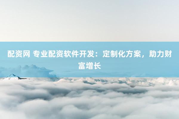 配资网 专业配资软件开发:定制化方案,助力财富增长
