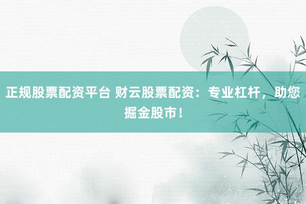 正规股票配资平台 财云股票配资：专业杠杆，助您掘金股市！