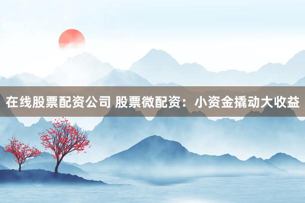 在线股票配资公司 股票微配资：小资金撬动大收益