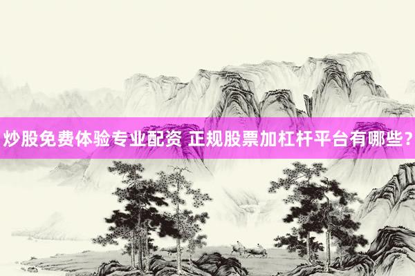 炒股免费体验专业配资 正规股票加杠杆平台有哪些？