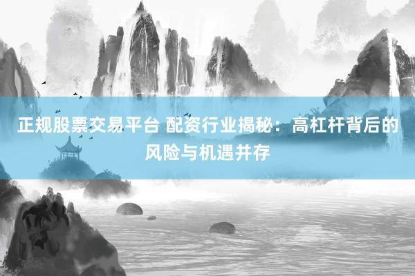 正规股票交易平台 配资行业揭秘：高杠杆背后的风险与机遇并存
