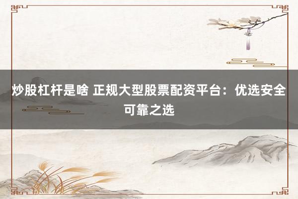 炒股杠杆是啥 正规大型股票配资平台：优选安全可靠之选